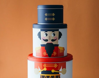 Ensemble de boîtes de rangement en métal d'inspiration vintage Lead Soldier - 3 boîtes décoratives pour biscuits et souvenirs