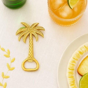Gold Palm Tree Bottle Opener: Tropical Bar Accessory & Beach Party Favor