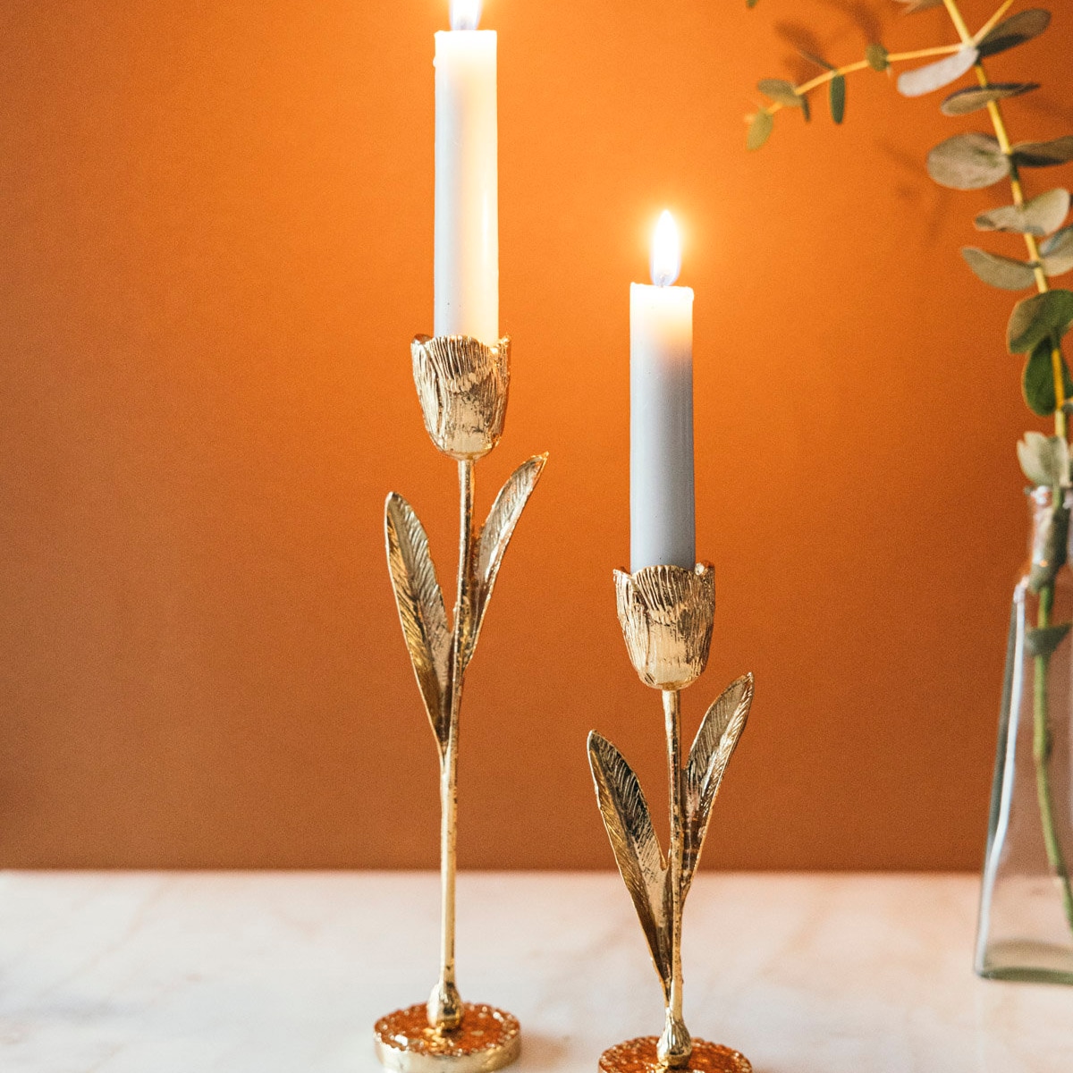 Elegant Gold Leaf Botanical Candle Holders, Set of 2 - Luxurious Decorative Accents for Home, Wedding, Events, and Romantic Evenings - Etsy