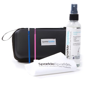 Sparkle Sparkle Jewelry Cleaning 100ml Travel Kit with Zippered Case Black