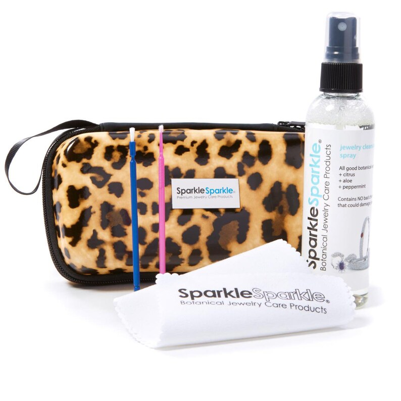 Sparkle Sparkle Jewelry Cleaning 100ml Travel Kit with Zippered Case Lynx Leopard