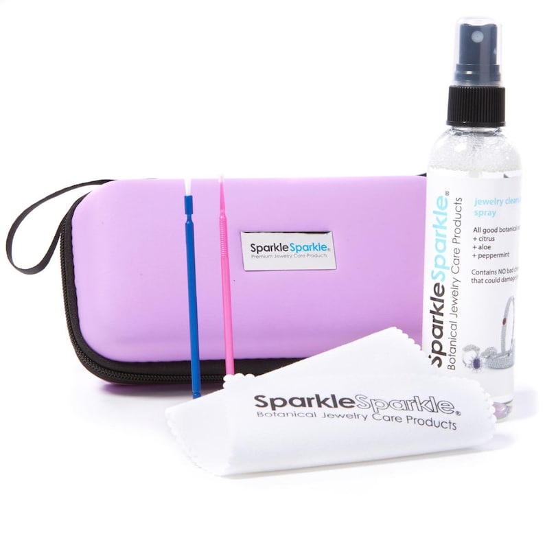Sparkle Sparkle Jewelry Cleaning 100ml Travel Kit with Zippered Case Purple
