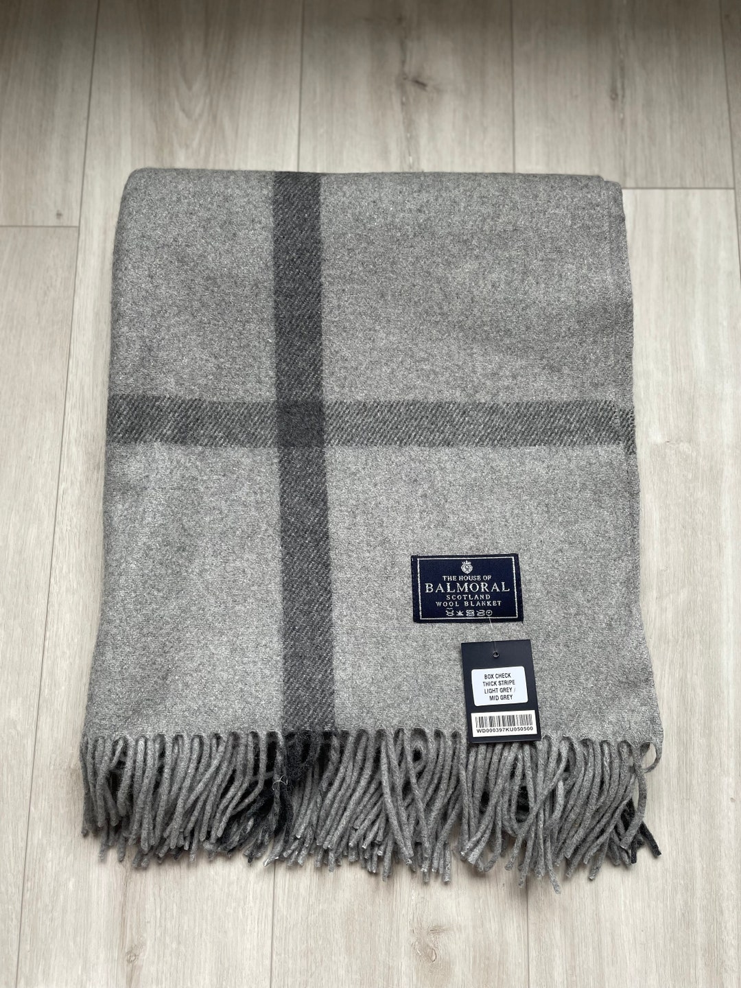 Balmoral Wool Blanket, Rug, Throw - Box Check, Light Grey, Mid Grey - Etsy