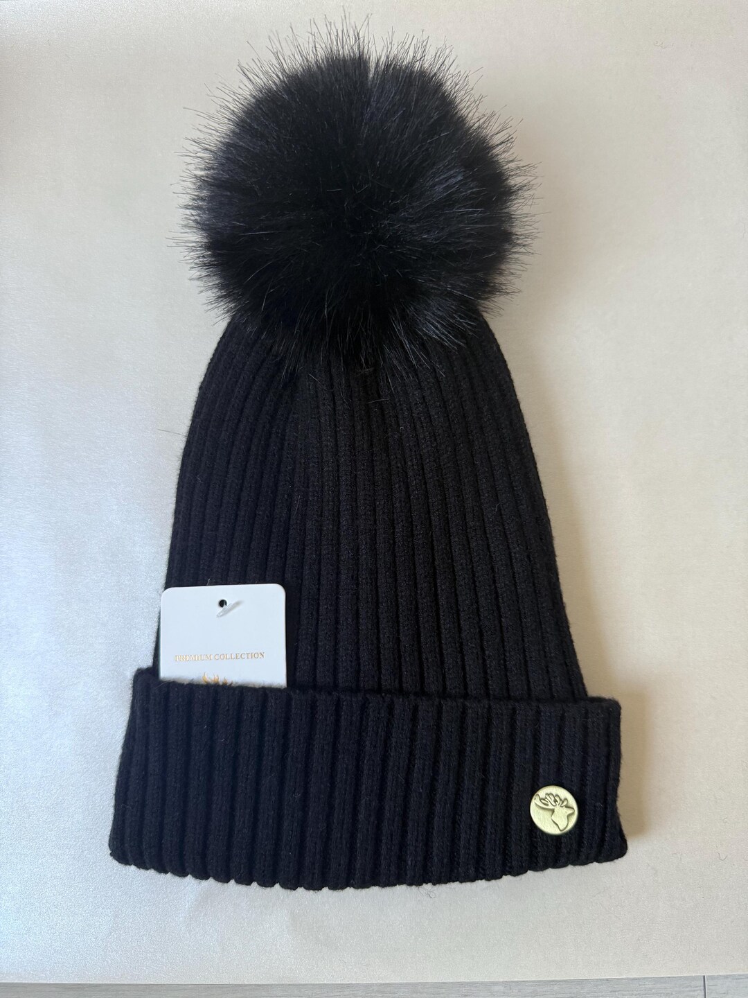 Oversized Fleece-Lined Knit Pom Beanie - Winter Warm Stretchy Unisex Hat Amazon.com: PAGE ONE Women Winter Pom Pom Beanie Hats Warm  main image 3