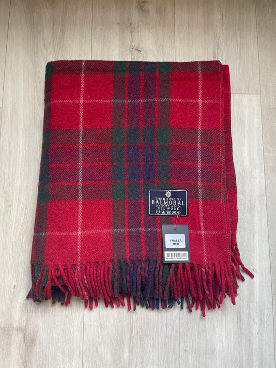 House of Balmoral Wool blanket rug throw in different Tartans Fraser Red