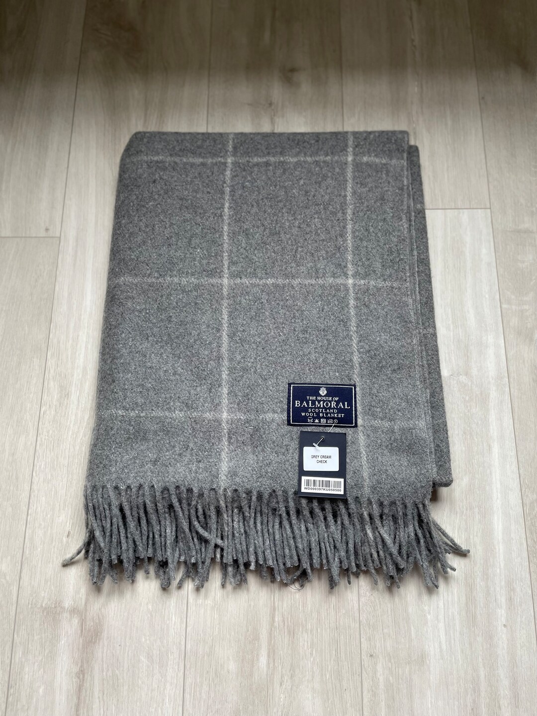 Balmoral Wool Blanket, Rug, Throw in Different Tartans Grey Cream Check ...