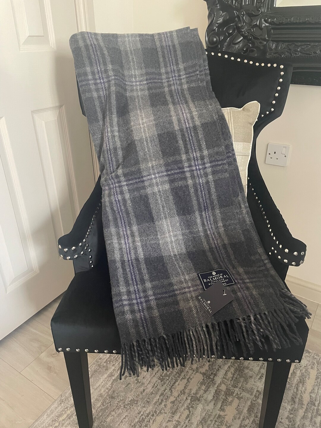 Balmoral Wool Blanket, Rug, Throw in Different Tartans - Box Check-grey ...