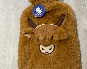 Highland Cow fluffy soft hot water bottle - 2Litre