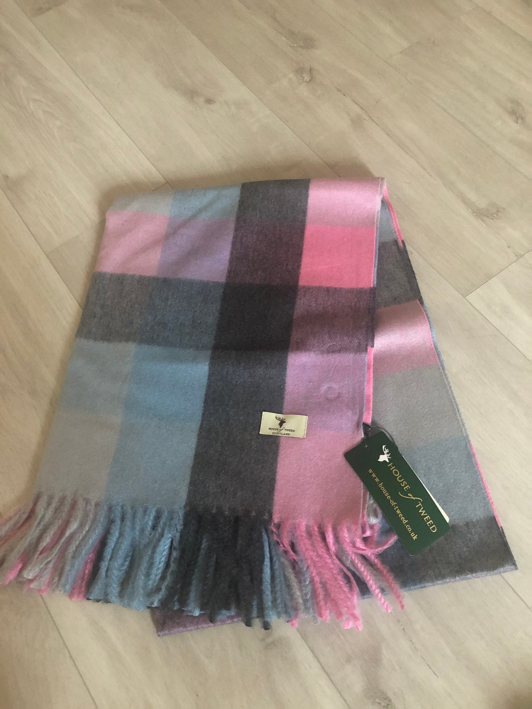 House of Tweed Super Soft Pinkblue Check Pattern Scarf/wrap - Etsy UK
