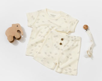 2 Pcs Baby Short & Tshirt Set, Unisex, %100 Organic Cotton,baby shower gift, toddler clothing, Baby summer gift