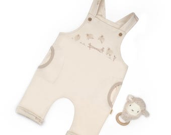 Baby Salopette Romper, Cream & Beige , Unisex, Baby Jumpsuit,baby Strap rompers, Cotton,toddler outfit,Baby Gift, baby Overalls