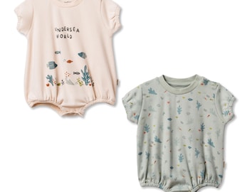 2 Pcs Baby  Short Oversize Body Set, Unisex , Cream -Mint, Organic Cotton ,CSY8203,Baby Outfit, Newborn Girl Set, Baby Shower Gift
