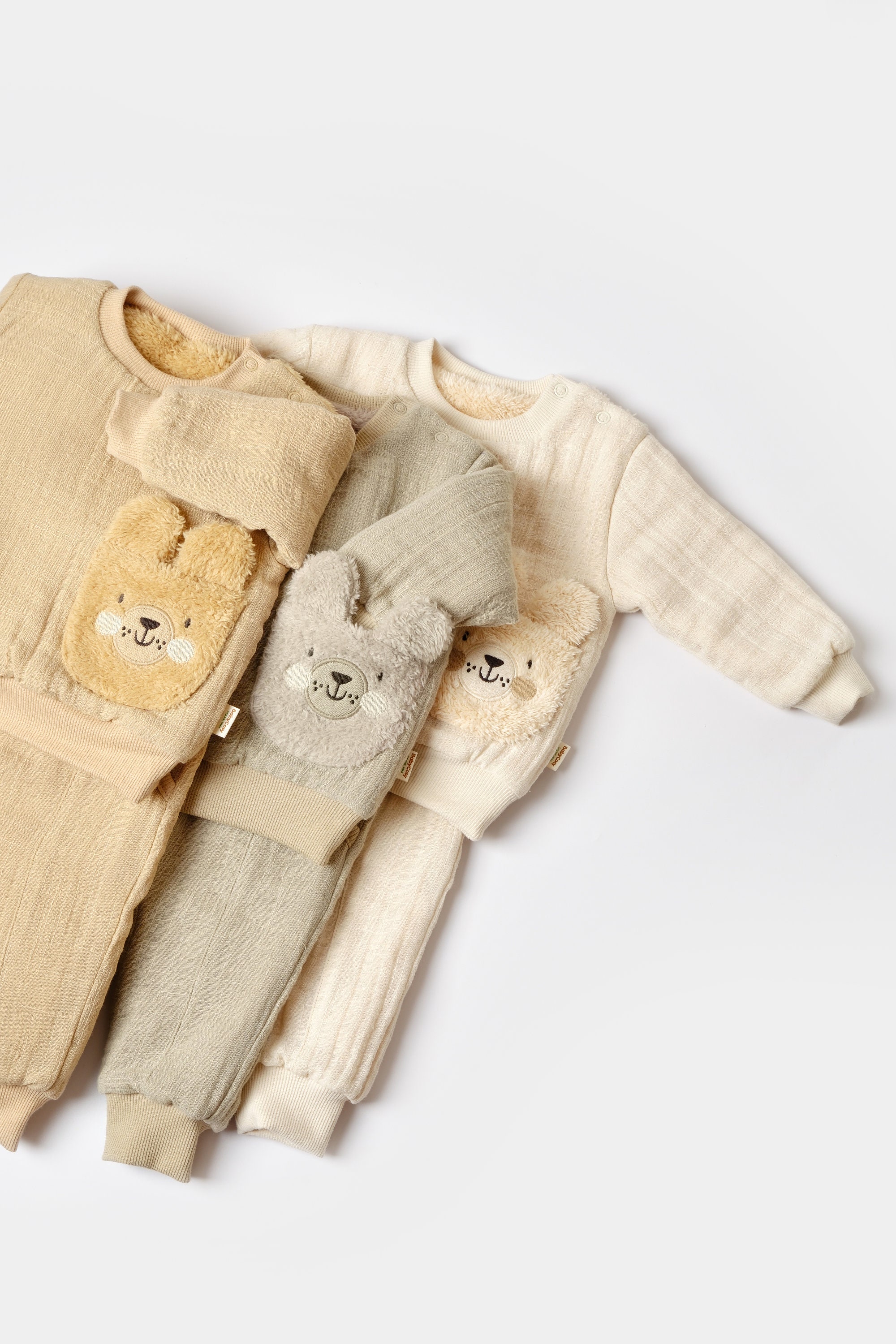 Winter Muslin Baby Outfit Set - Organic Cotton Pants & Long Sleeve Top Unisex Muslin Baby Clothes Oeko-Tex Certified Baby Shower Gift