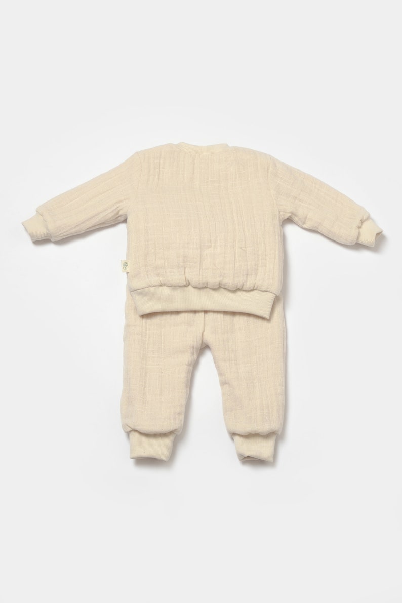 Winter Muslin Baby Pants & Long Sleeve T-shirt Set, Unisex,Baby Shower Gift,Muslin Baby Clothing Set,Organic Cotton,Baby T-shirts,Baby Pants image 6