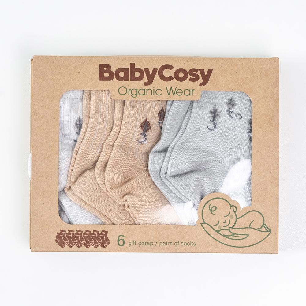 6 Pcs Baby Socks Organic Cotton, Newborn Baby Socks Set, Soft Breathable Infant Socks, Baby Gift, Unisex Baby Essentials