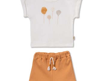 2 Pcs Short & Tshirt Set, Ecru, Organic Cotton, baby shower gift, , Baby summer gift