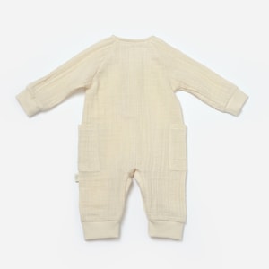 Organic Muslin Romper – Red Check Full Sleeve (0–12M, Unisex)
