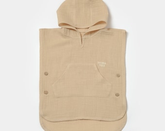 Babyhandduk, muslin babyhandduk med huva, babyshowerpresent, muslinhandduk, muslinponcho, babyhanddukar med huva, grön färg, unisex, 0-2 år