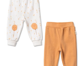 2 Pcs Baby  Pants Set, Ecru, Organic Cotton ,Baby Outfit, Newborn Girl Set, Baby Shower Gift