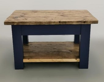 Coffee Table with Shelf made from Reclaimed Solid Chunky Wood - Rustic - various sizes available