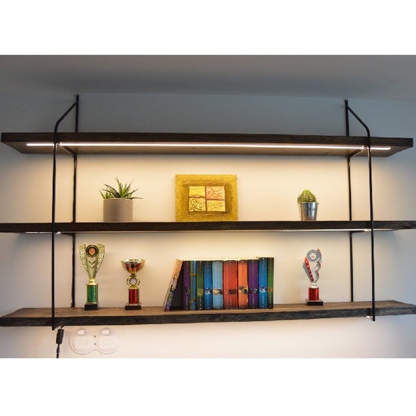 wall hanging shelves with LED light Floating shelves with brackets