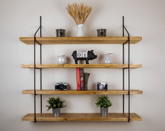 Rustic set of shelves with brackets wall hanging bookshelf