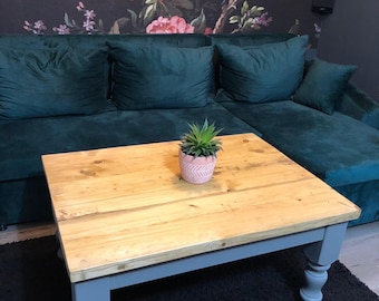 Rustic Farmhouse Coffee Table - Vintage wood coffee table  with Turned Legs - Reclaimed Wood - Various Sizes Available