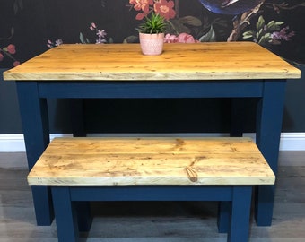 Rustic tapered leg table - reclaimed wood - matching bench and various sizes available