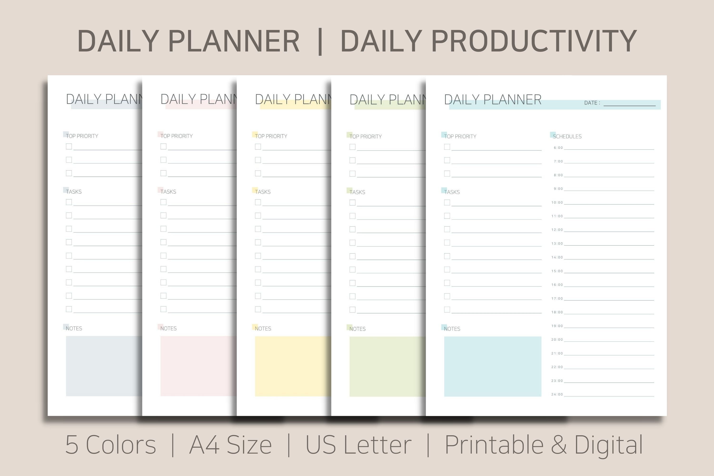 DAILY PLANNER Productivity Planner Printable Instant | Etsy