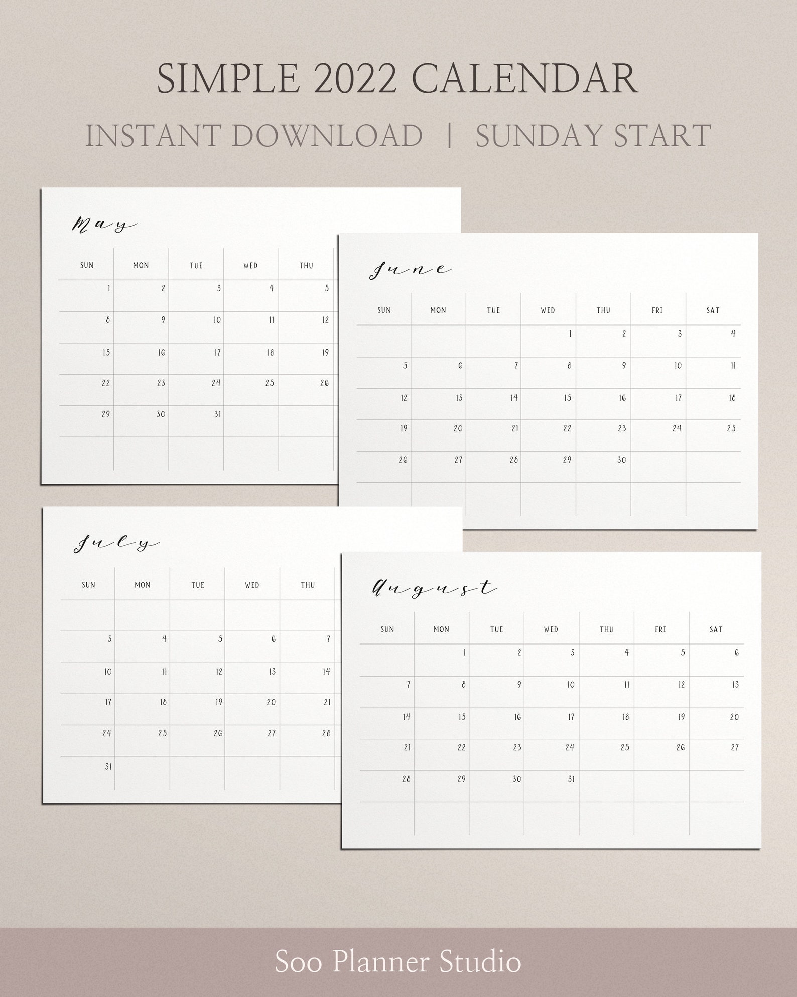 2022 calendar printable 2022 desk calendar pdf 2022 wall