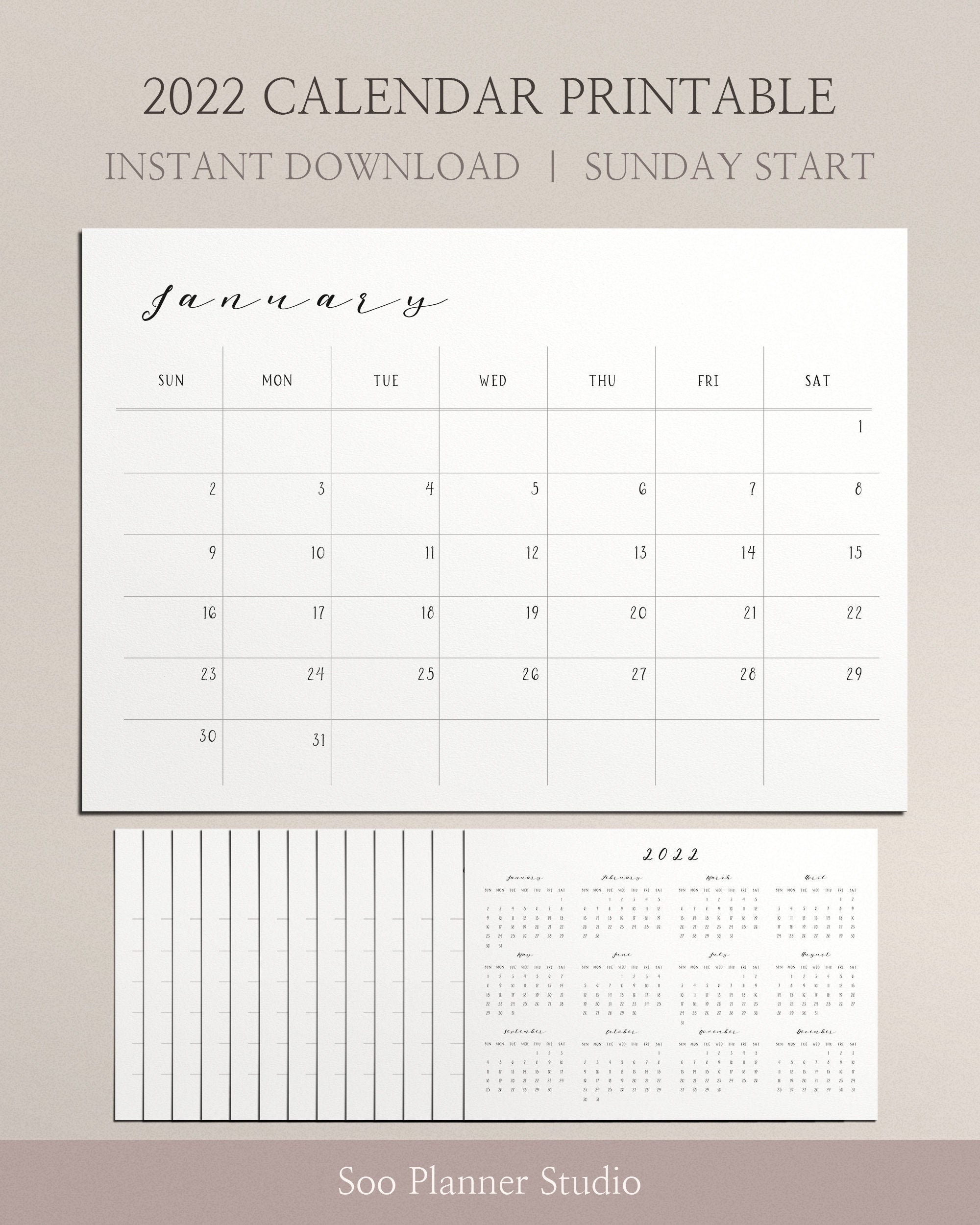 2022 calendar printable 2022 desk calendar pdf 2022 wall
