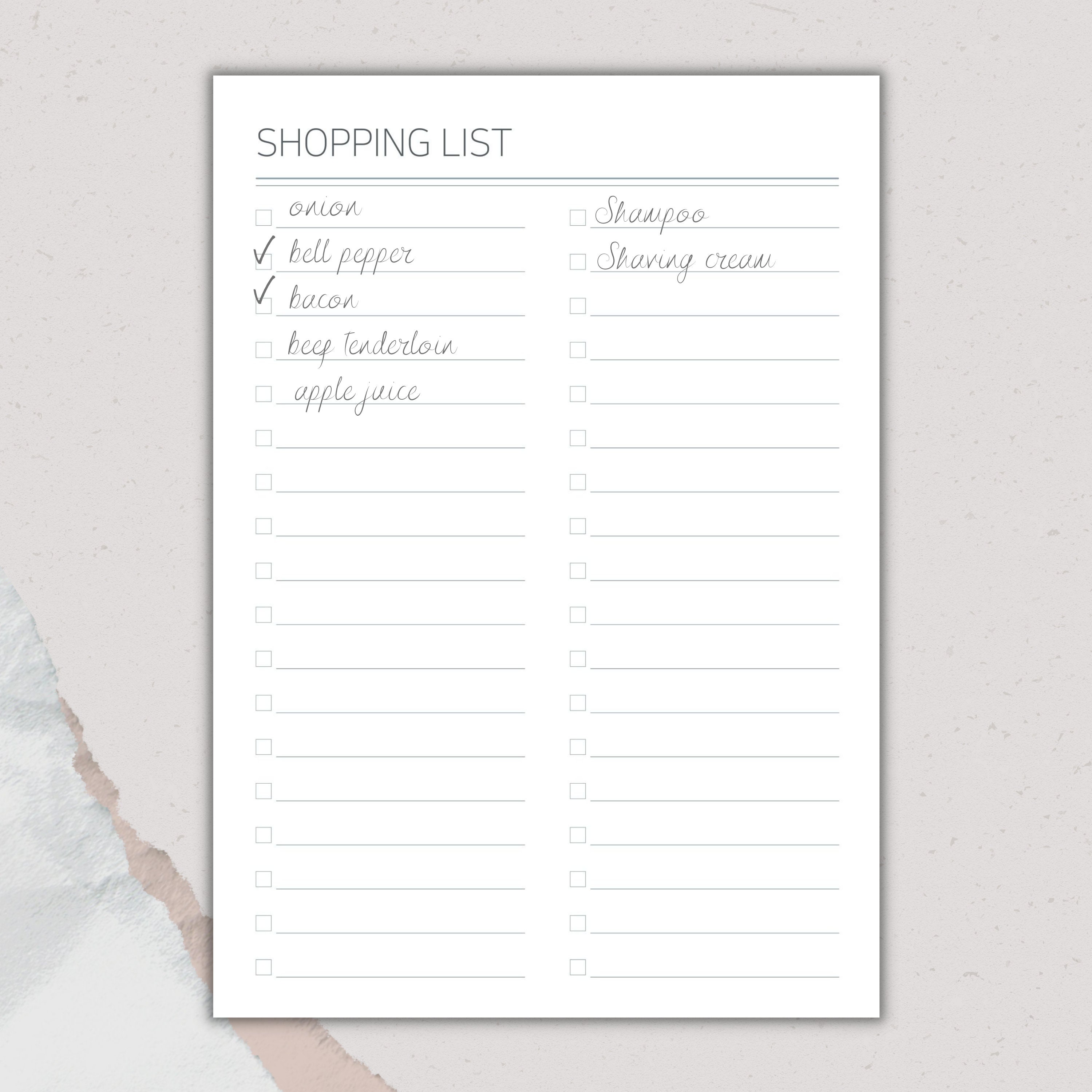 Printable Shopping List | Instant Download Grocery List Template, Blank ...