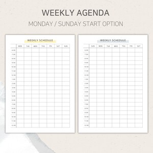 Weekly Agenda, Weekly Schedule, Timetable, Weekly Planner Printable ...