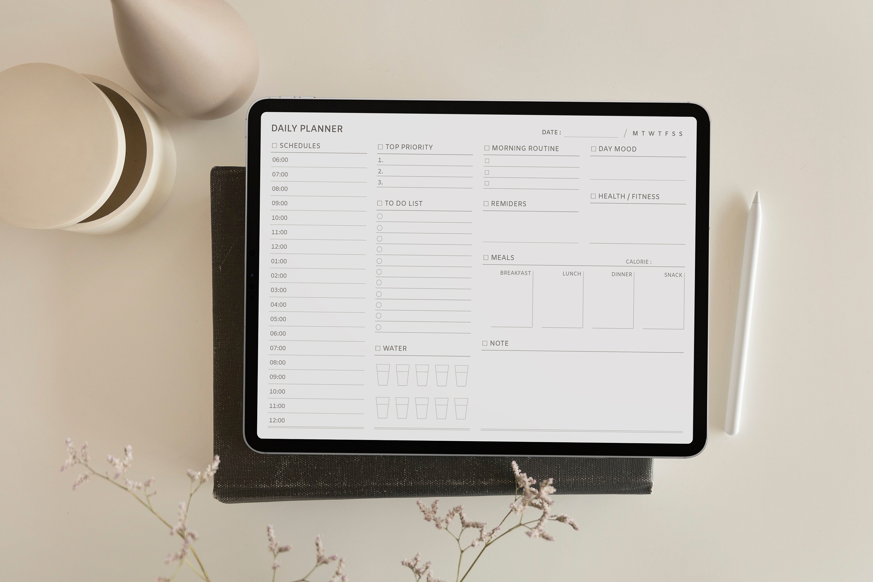 Horizontal Daily Planner Printable Digital Daily Planner Pdf - Etsy UK