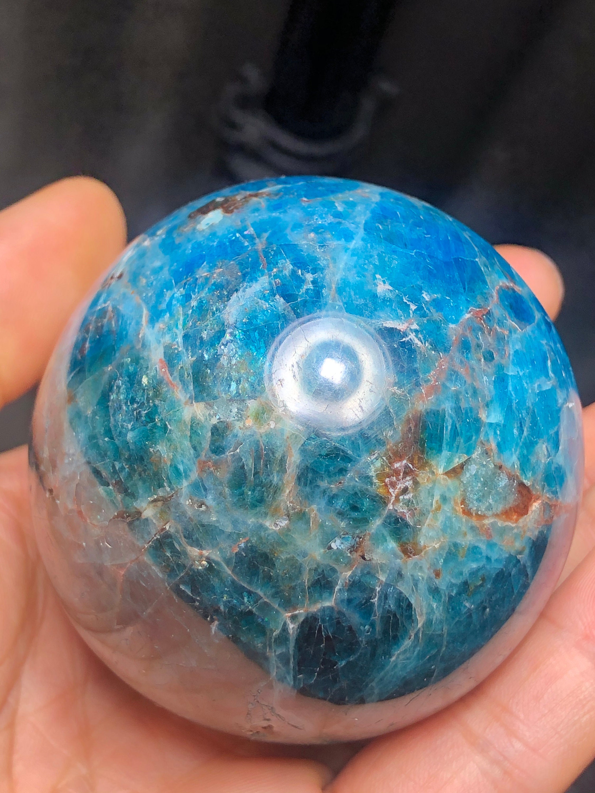 371g natural blue apatite quartz crystal mineral ball G219 Etsy