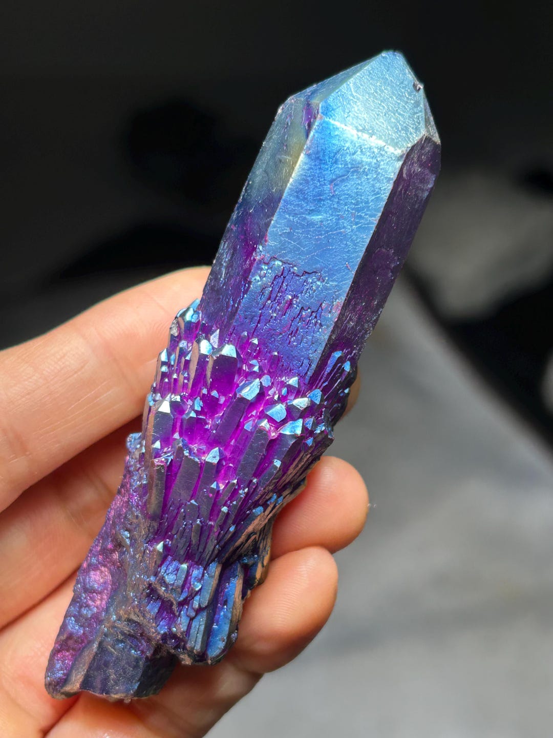 74g Rainbow Titanium Plated Crystal Cluster Color- Changing Crystal ...