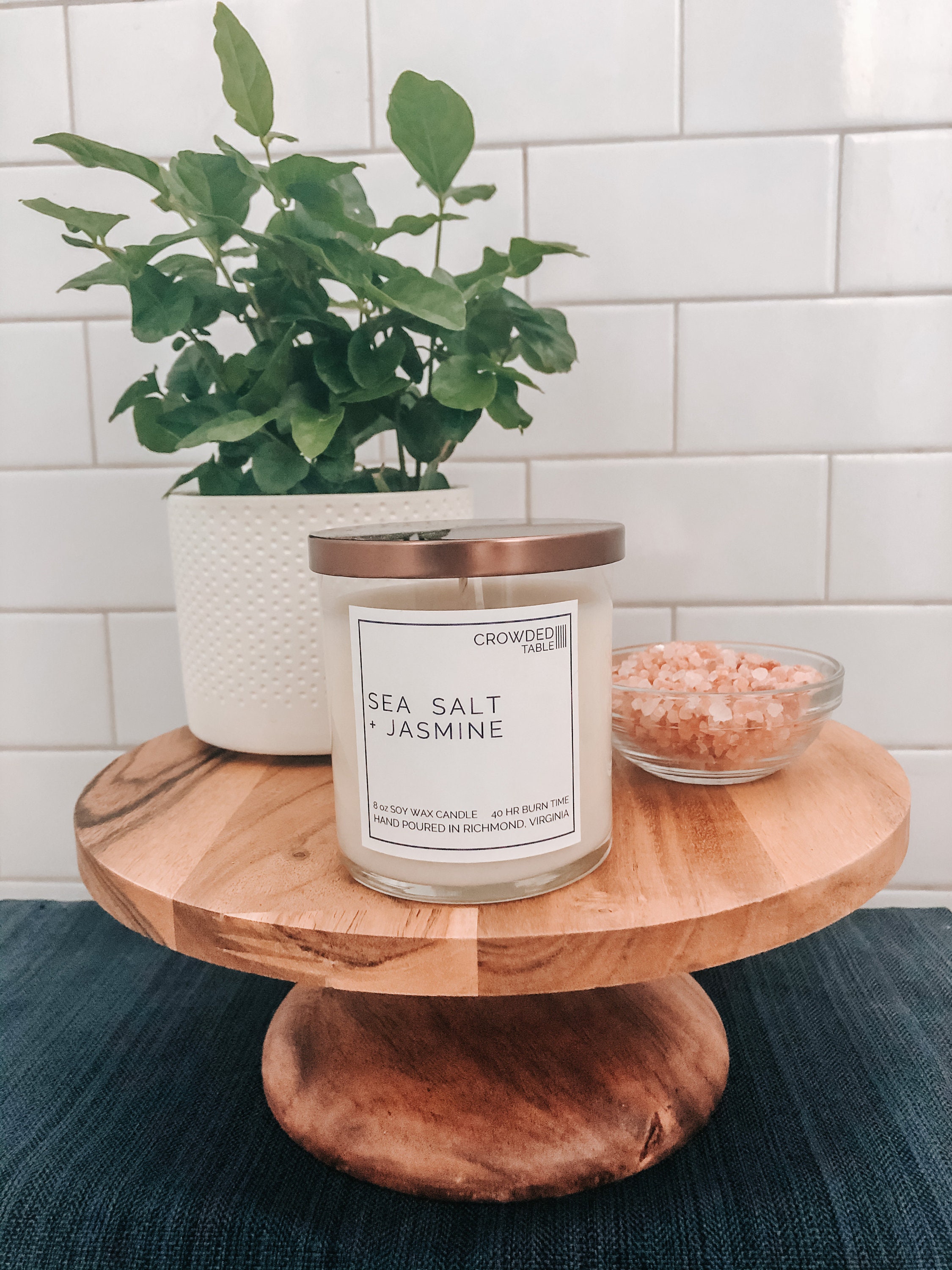 Sea Salt + Jasmine 8 oz. Hand-Poured Soy Wax Candle