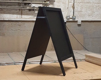 Pavement board - Chalkboard - Blackboard - Wooden A board - Display board - Notice board - Advertising board - 100cm x 60cm - Black- 10kg