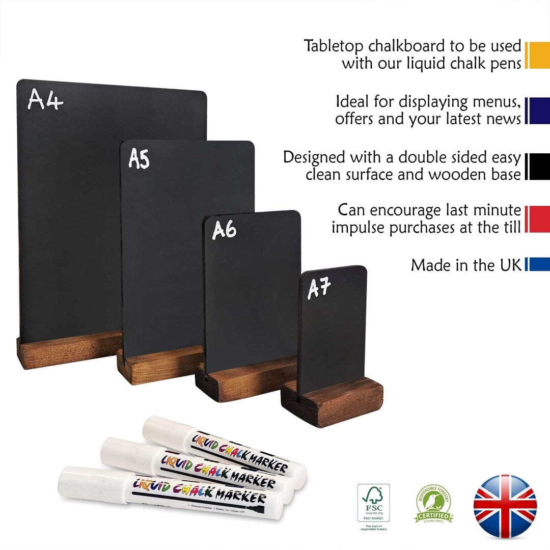 Table Top Chalkboards/blackboards A Free Liquid Chalk Pen Dark Oak WB