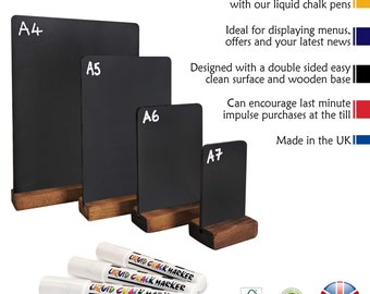 Table Top Chalkboards/Blackboards + A Free Liquid Chalk Pen - Dark Oak (WB).