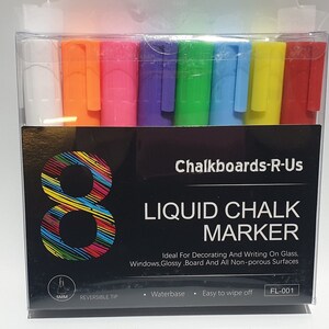 Liquid chalk marker pens colour pack of eight. Package weight 220g. 5mm Reversible Nib image 2