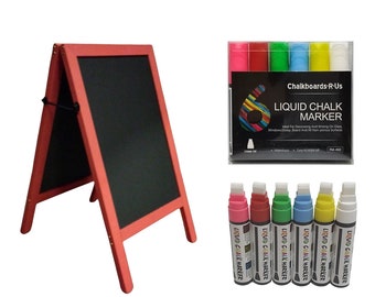 Chalkboard - Pavement Board - Extra Large Red & 6 Jumbo Liquid Chalk Pens. Bundle Deal