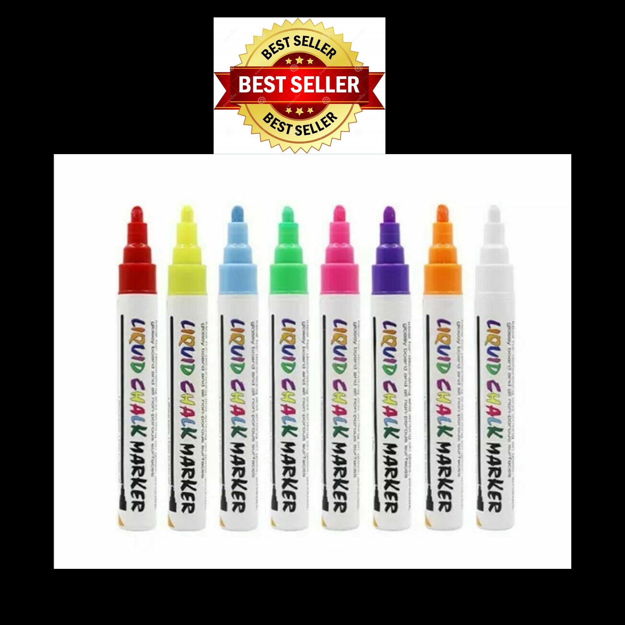 Liquid Chalk Marker Pens 8 Colours Round & Chisel Tip 6mm or 3mm