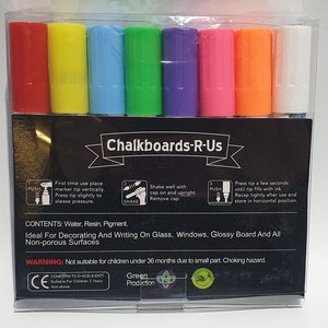 Liquid chalk marker pens colour pack of eight. Package weight 220g. 5mm Reversible Nib image 3