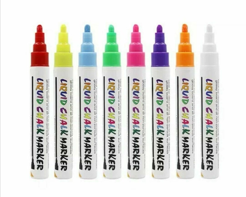 Liquid chalk marker pens colour pack of eight. Package weight 220g. 5mm Reversible Nib image 4