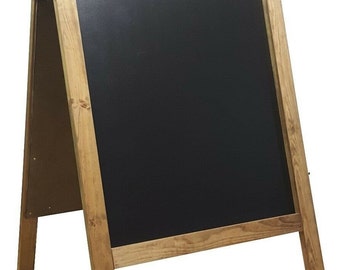 Pavement board - Chalkboard - Blackboard - Wooden A board - Display board - Notice board - Advertising board - 100cm x 60cm  Dark Oak 10kg