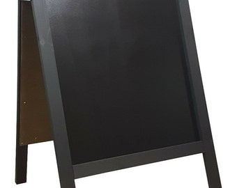 Pavement board - Chalkboard - Blackboard - Wooden A board - Display board - Notice board - Advertising board - 100cm x 60cm - Black- 10kg