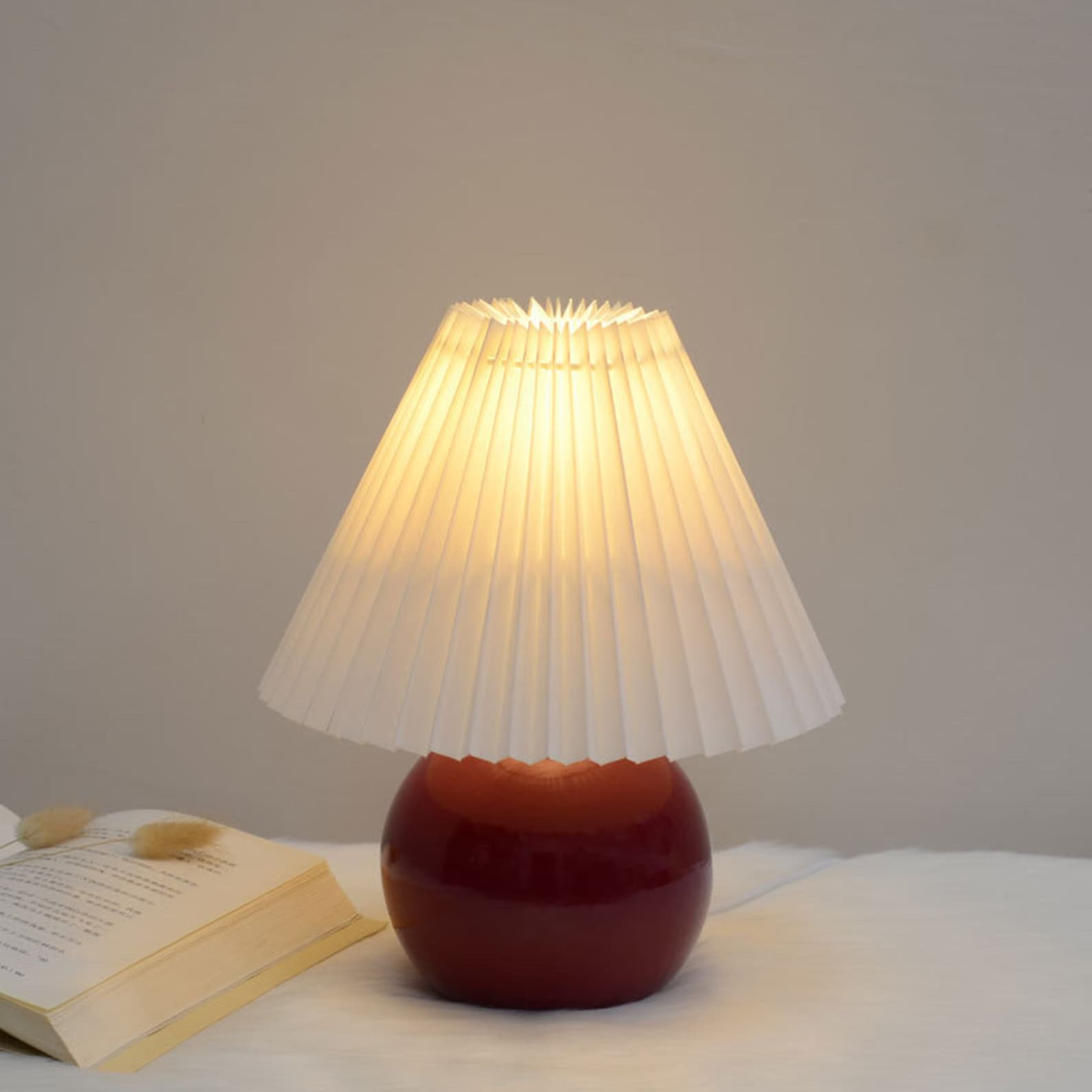 Pleated shade Desk Lamp Shiny finish Pleated Table Lamp Etsy