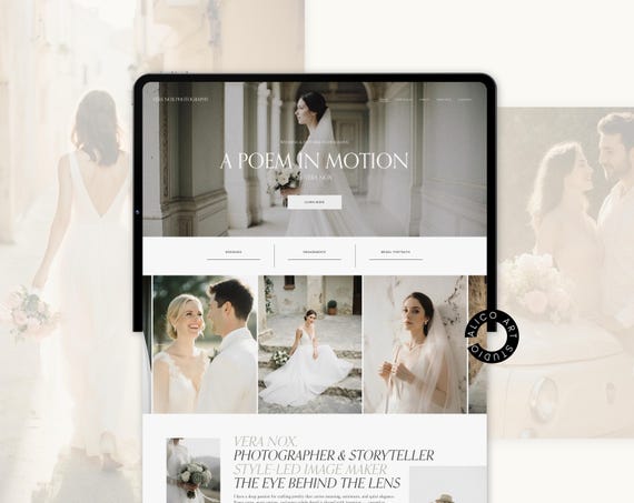 Squarespace Wedding Photographer Website Template, Modern Portfolio Theme, Elegant Creative Studio Website Design