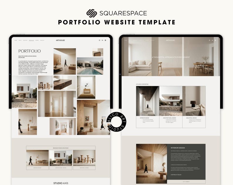 Squarespace 7.1 Architecture Portfolio Website Template | Minimal Interior Studio Website | Editorial Design for Architects & Designers